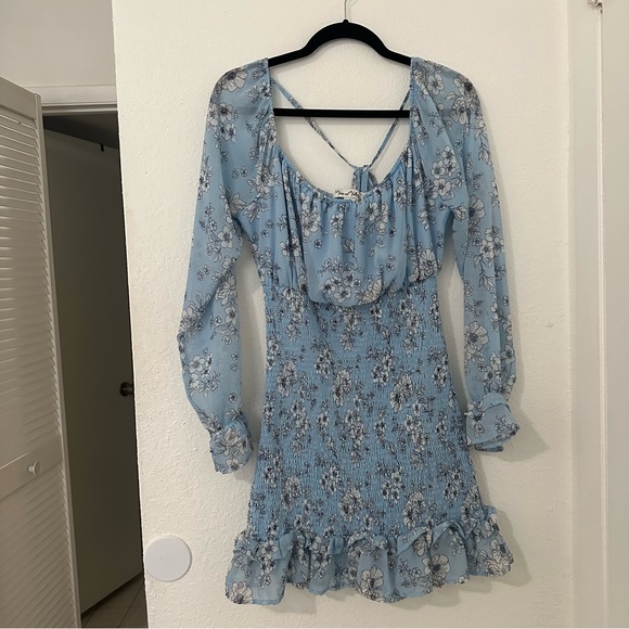 vine and valley Dresses & Skirts - Vine and Valley Baby Blue Floral Dress Size Large